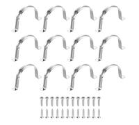 sourcing map Lot de 4 sangles de tuyau rigides en acier inoxydable 304 de 90 mm, support à deux trous, collier de serrage robuste avec vis autotaraudeuses pour installation de cordon de tuyau, argenté