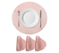 sourcing map Lot de 4 sets de table ronds roses en polyvinyle pressé métallisé lavables pour décoration de table à manger (38 x 38 cm)