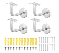 sourcing map Lot de 4 supports de main courante en acier inoxydable 304, support mural avec vis, surface incurvée pour escalier à domicile et hôtel (6,1 x 6,6 cm)