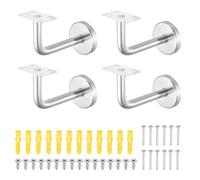 sourcing map Lot de 4 supports de main courante en acier inoxydable, support mural avec vis, support de rampe d'escalier à surface plane pour maison et hôtel (9,9 x 6,1 cm)