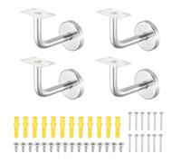 sourcing map Lot de 4 supports de main courante en acier inoxydable, support mural avec vis, support de rampe d'escalier à surface plane pour maison et hôtel (6,1 x 6,1 cm)