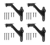 sourcing map Lot de 4 supports de main courante noirs de 7,6 cm robustes pour rampes d'escalier pour la maison, le bureau, les escaliers intérieurs et extérieurs