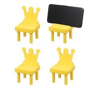 sourcing map Lot de 4 supports de téléphone portable, multi-angles, mignons, en forme de couronne, station d'accueil universelle pour smartphone, décoration de bureau, accessoires de bureau, jaune