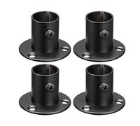 sourcing map Lot de 4 supports de tringle en acier inoxydable de 1,9 cm de diamètre pour rideau de placard de salle de bain, noir