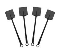 sourcing map Lot de 4 tapettes à mouches manuelles en plastique robuste à long manche pour la maison, l'intérieur et l'extérieur, 11,4 x 9,9 cm, noir