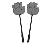 sourcing map Lot de 4 tapettes à mouches manuelles en plastique robuste à long manche pour la maison, l'intérieur et l'extérieur, 15,2 x 14,5 cm, noir