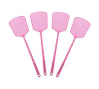 sourcing map Lot de 4 tapettes à mouches manuelles en plastique robuste à long manche pour la maison, l'intérieur et l'extérieur, 16,3 x 13,5 cm, rose