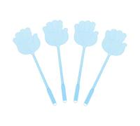 sourcing map Lot de 4 tapettes à mouches manuelles en plastique robuste à long manche pour la maison, l'intérieur et l'extérieur, 14,5 x 13,5 cm, bleu