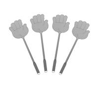 sourcing map Lot de 4 tapettes à mouches manuelles en plastique robuste à long manche pour la maison, l'intérieur et l'extérieur, argenté 14,5 x 13,5 cm