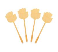 sourcing map Lot de 4 tapettes à mouches manuelles en plastique robuste à long manche pour la maison, l'intérieur et l'extérieur, doré 14,5 x 13,5 cm