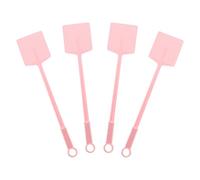 sourcing map Lot de 4 tapettes à mouches manuelles en plastique robuste à long manche pour la maison, l'intérieur et l'extérieur, 11,4 x 9,9 cm, rose