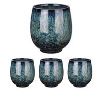 sourcing map Lot de 4 tasses à thé chinoises en céramique 153,4 g traditionnelles Gong Fu sans poignée pour maté, thé, café, vin, boissons, bleu saphir