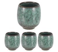 sourcing map Lot de 4 tasses à thé chinoises en céramique 163 g traditionnelles Gong Fu en céramique maté sans poignée pour maté, thé, café, vin, boissons, vert clair