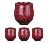 sourcing map Lot de 4 tasses à thé chinoises en céramique de 153,4 g - Service à thé traditionnel Gong Fu japonais sans poignée pour maté, thé, café, vin, boissons, rouge chaud