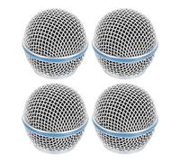 sourcing map Lot de 4 têtes de grille de microphone en maille pour SM58 - Tête sphérique de rechange pour microphone filaire - Accessoire argenté