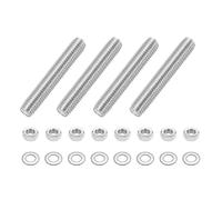sourcing map Lot de 4 tiges entièrement filetées M10 x 60 mm en acier inoxydable avec écrous et rondelle plate pour pinces, cintres et boulons en U