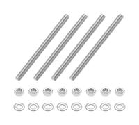 sourcing map Lot de 4 tiges entièrement filetées M8 x 110 mm en acier inoxydable avec écrous et rondelle plate entièrement cloutées pour pinces, cintres et boulons en U