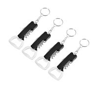 sourcing map Lot de 4 tire-bouchons en acier inoxydable durable pour bar, fête, mariage, maison, voyage, noir