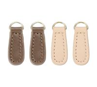 sourcing map Lot de 4 tirettes de fermeture éclair en cuir de vache de 4,1 cm pour réparation de vêtements, vestes, bottes (marron/blanc)