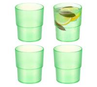 sourcing map Lot de 4 verres à eau réutilisables en acrylique transparent, texture mate, incassables, empilables pour eau, jus, bière, cocktail, whisky - Vert