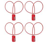 sourcing map Lot de 4 verrous de voyage pour bagages, câble à 3 chiffres, 30 mm de large, corps avec câble de 50 cm de long, pour valise, sac, armoires, petites clôtures, salle de sport, rouge