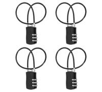 sourcing map Lot de 4 verrous de voyage pour bagages, câble à 3 chiffres, 30 mm de large, corps avec câble de 30 cm de long pour valise, sac, armoires, petites clôtures, salle de sport, noir