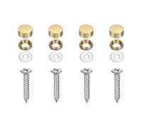 sourcing map Lot de 4 vis décoratives en laiton avec capuchons, 12 mm, vis auto-taraudeuses avec capuchons décoratifs pour meubles et armoires, fixation de miroir, ton doré