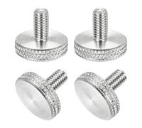 sourcing map Lot de 4 vis moletées à tête plate M6 x 12 mm, en acier inoxydable 304, entièrement filetées, pour boîtiers d'ordinateur, cartes graphiques, argent