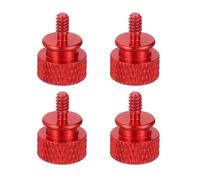 sourcing map Lot de 4 vis moletées en aluminium #6-32 UNC, 12 x 16 mm (diamètre x hauteur) pour boîtier d'ordinateur, vis de montage pour panneau latéral de PC, vis de montage de carte mère, rouge