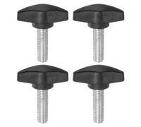 sourcing map Lot de 4 vis moletées en T M8 x 25 mm Filetage mâle standard en plastique Noir