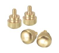 sourcing map Lot de 4 vis moletées M3 x 5 mm en laiton avec boutons de fixation à l'épaule, ton laiton