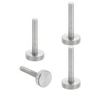 sourcing map Lot de 4 vis moletées M5 x 30 mm en acier inoxydable 304, vis moletées métriques à tête plate, boulons à tête moletée, boutons de serrage, 16 mm de diamètre