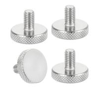 sourcing map Lot de 4 vis moletées M6 x 10 mm, vis moletées à tête plate en acier inoxydable 304, boulons à tête moletée métrique, boutons de serrage, 20 mm de diamètre