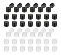 sourcing map Lot de 40 bouchons à rabat 18/410 en plastique réutilisables pour bouteilles de shampooing, rechargeables et vides - Noir/transparent
