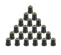 sourcing map Lot de 40 boutons de réglage de potentiomètre jaunes pour amplificateur de guitare - 6 mm - Pour contrôle du volume et de la tonalité - Pièces chromées