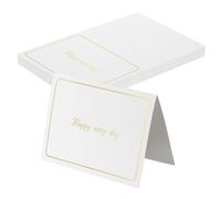 sourcing map Lot de 40 cartes de table Happy Every Day - Cadre en or blanc - 14 x 9,6 cm - Cartes de vœux pliables vierges à remplir pour table