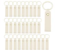 sourcing map Lot de 40 porte-clés vierges en cuir synthétique avec porte-clés pour fournitures de bricolage, cadeaux (blanc, 9,4 x 1,8 cm)