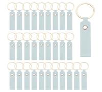 sourcing map Lot de 40 porte-clés vierges en cuir synthétique avec porte-clés pour fournitures de bricolage, cadeaux (bleu clair, 9,4 x 1,8 cm)