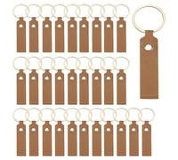 sourcing map Lot de 40 porte-clés vierges en cuir synthétique avec porte-clés pour fournitures de bricolage, cadeaux (marron, 9,4 x 1,8 cm)