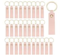 sourcing map Lot de 40 porte-clés vierges en cuir synthétique avec porte-clés pour fournitures de bricolage, cadeaux (rose, 9,4 x 1,8 cm)