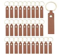 sourcing map Lot de 40 porte-clés vierges en cuir synthétique avec porte-clés pour fournitures de bricolage, cadeaux (marron foncé, 9,4 x 1,8 cm)