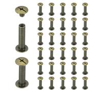 sourcing map Lot de 40 rivets à vis Chicago M5 x 20 mm en métal Phillips pour bricolage, ceinture en cuir, sac, loisirs créatifs, reliure, bronze