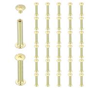 sourcing map Lot de 40 rivets à vis Chicago M5 x 35 mm en métal Phillips pour bricolage, ceinture en cuir, sac, loisirs créatifs, reliure, doré