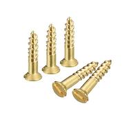 sourcing map Lot de 40 vis à bois en laiton, M2 x 10 mm, tête plate auto-taraudeuse, vis autotaraudeuses à tête fraisée pour meubles de travail du bois