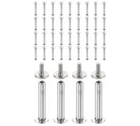 sourcing map Lot de 40 vis Chicago M2 x 17 mm de longueur 5 mm en métal Phillips clous rivets rivets de liaison vis pour bricolage, ceinture en cuir, sac, loisirs créatifs, reliure, argent