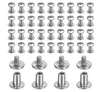 sourcing map Lot de 40 vis Chicago M2 x 5 mm de longueur 3 mm en métal Phillips clous rivets rivets de liaison vis pour bricolage, ceinture en cuir, sac, loisirs créatifs, reliure, argent