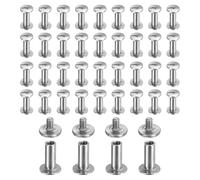 sourcing map Lot de 40 vis Chicago M2 x 8 mm de longueur 3 mm en métal Phillips clous rivets rivets de liaison vis pour bricolage, ceinture en cuir, sac, loisirs créatifs, reliure, argent