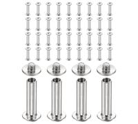 sourcing map Lot de 40 vis Chicago M4 x 20 mm de longueur 6 mm en métal Phillips clous rivets rivets de liaison vis pour bricolage, ceinture en cuir, sac, loisirs créatifs, reliure, argent