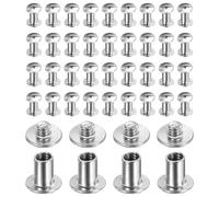 sourcing map Lot de 40 vis Chicago M4 x 8 mm de longueur 3 mm en métal Phillips clous rivets rivets de liaison vis pour bricolage, ceinture en cuir, sac, loisirs créatifs, reliure, argent
