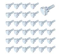 sourcing map Lot de 40 vis moletées M4 x 10 mm en acier carbone plaqué zinc à tête plate moletée entièrement filetée pour maison, machine